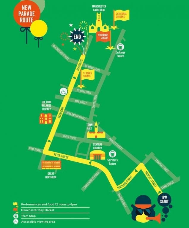 Manchester Day Parade route