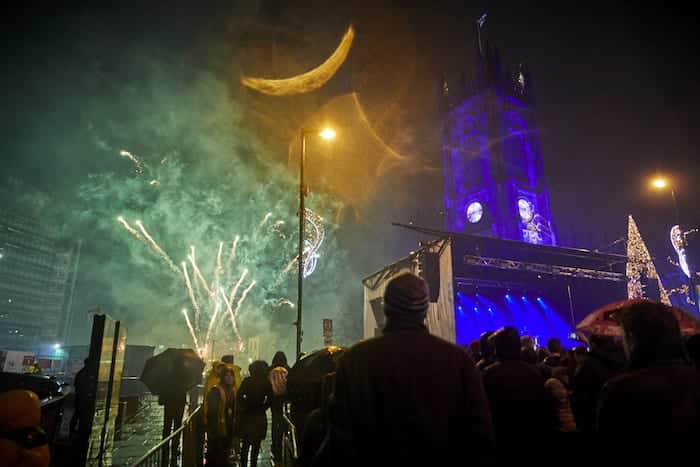 Fireworks at Manchester Cathedral