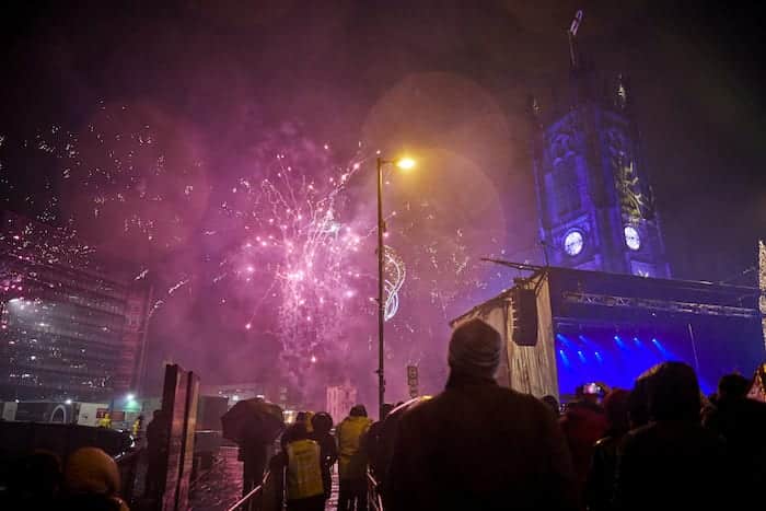 Manchester cathedral fireworks
