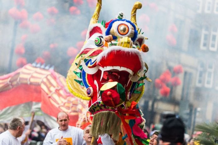 Chinese New Year 2020 in Manchester: an illuminated dragon dance